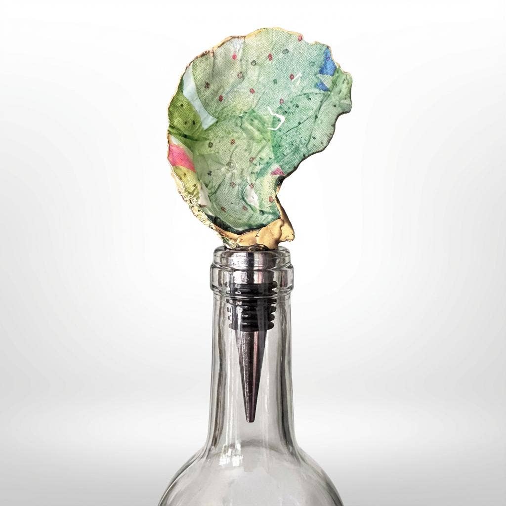 Green Cactus Oyster Shell Wine Stopper