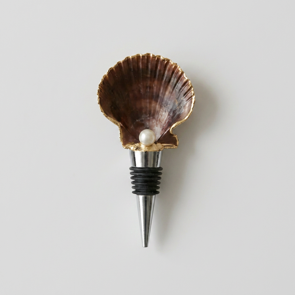 Calico Pearl Scallop Shell Wine Stopper