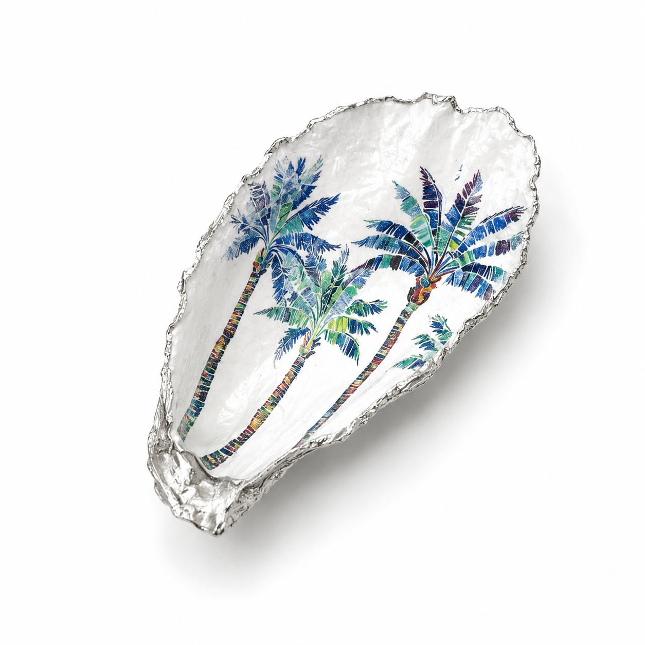 Tropical Palm Oyster Shell Jewelry Dish