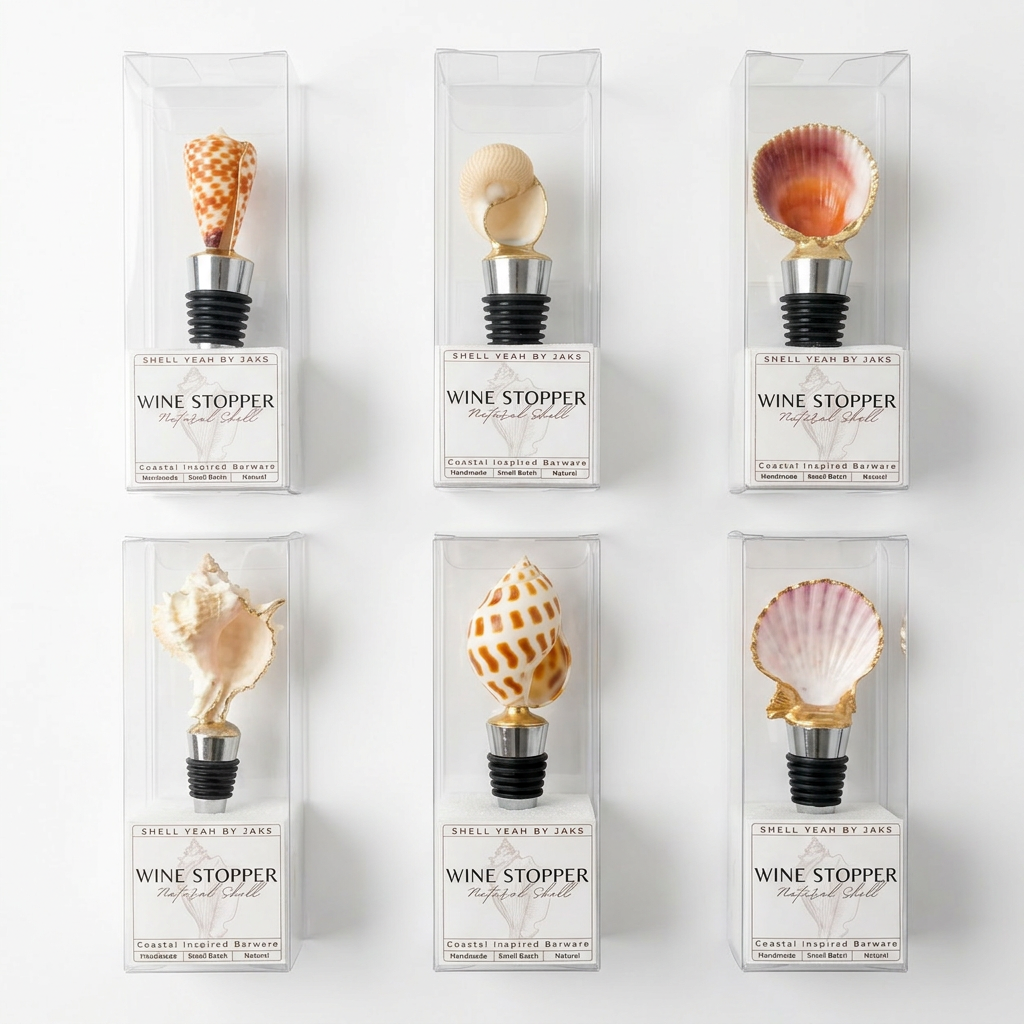 Case pack of 12 luxury shell wine stoppers for wholesale