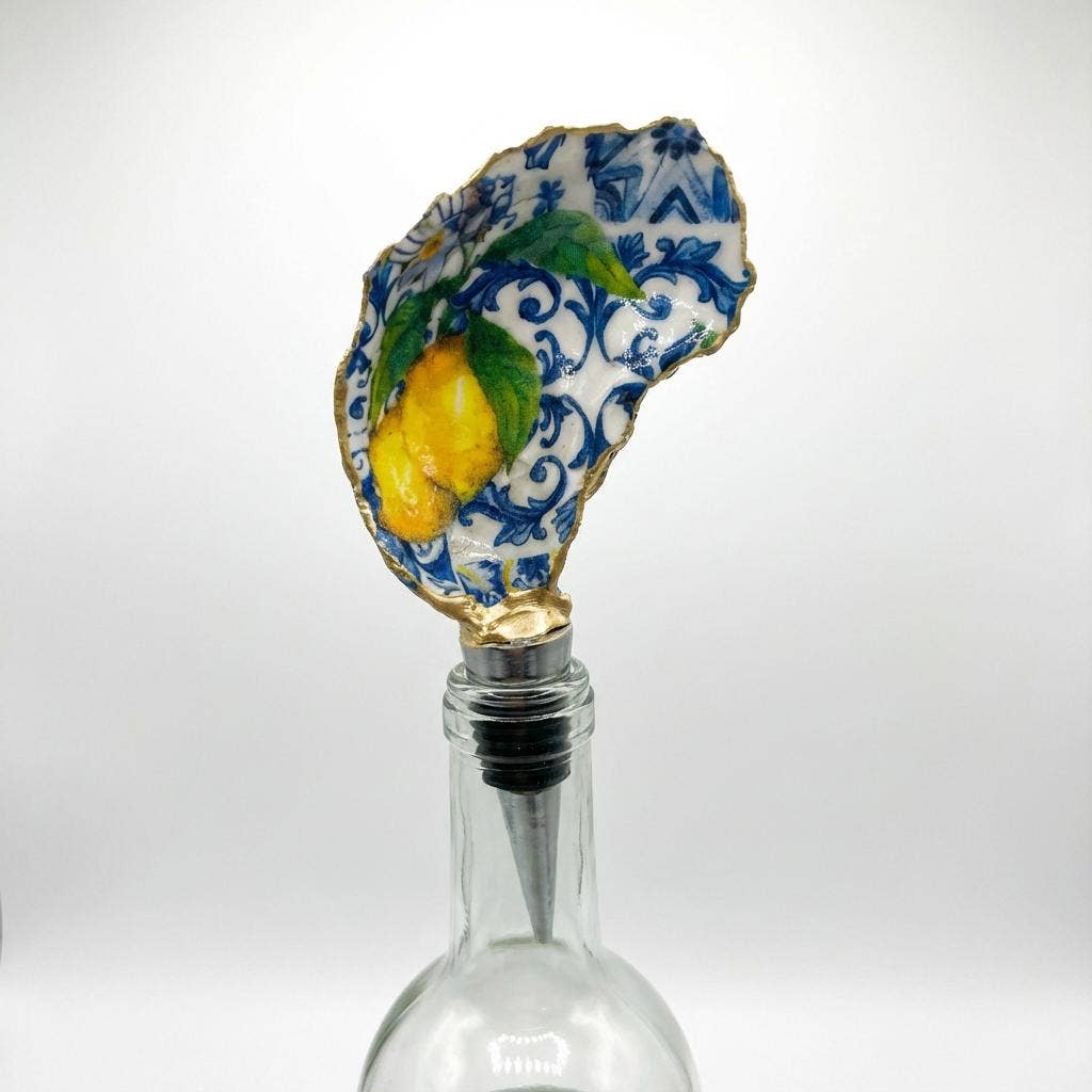 Lemon Tile Oyster Shell Wine Stopper