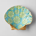 Tropical sea urchin motif shell dish with gold finish