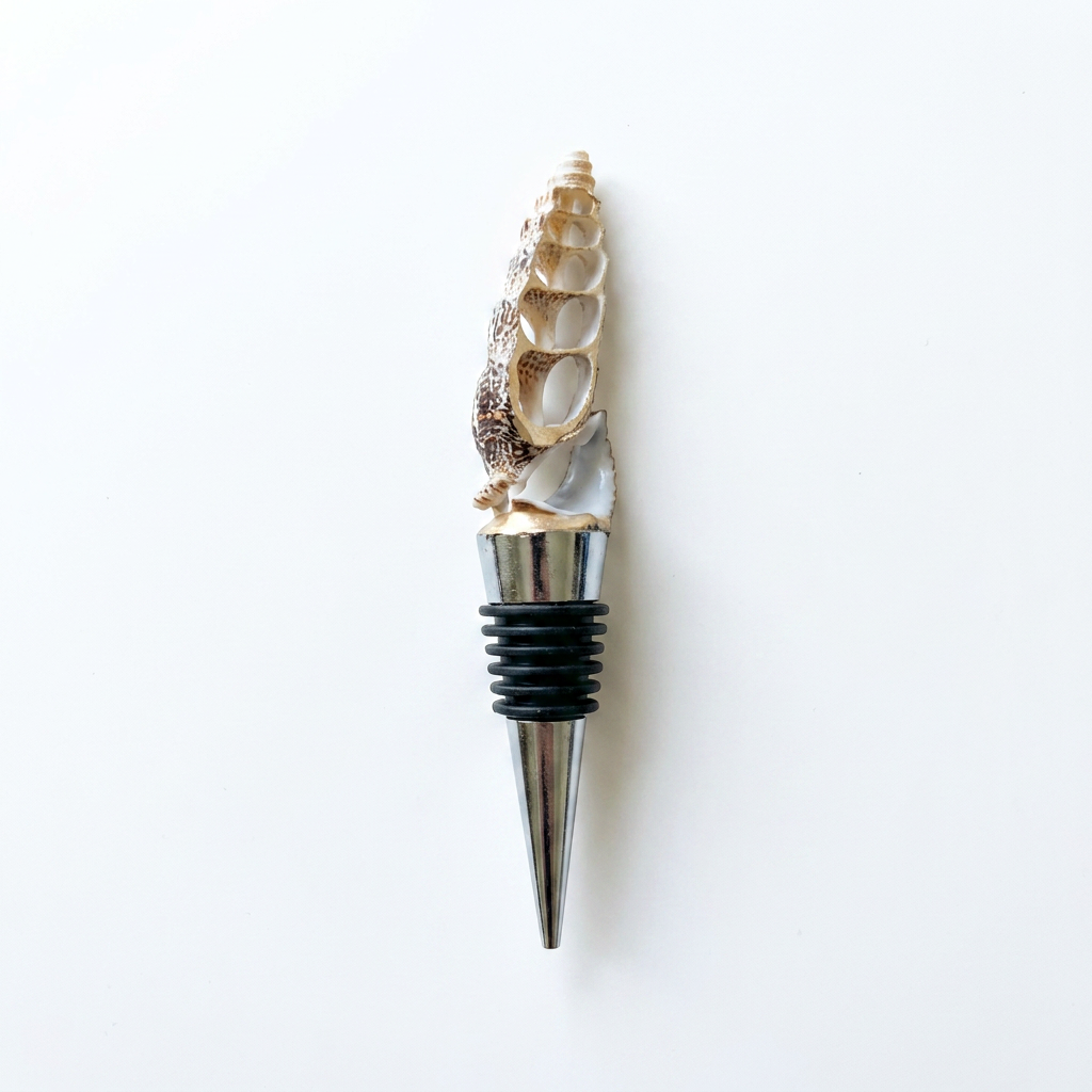 Sliced Spiny Murex Shell Wine Stopper Gold Rim