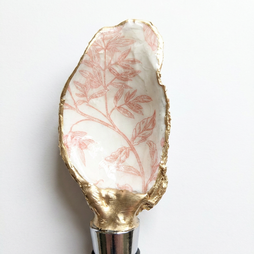 Blush Botanical Oyster Shell Wine Stopper Coastal Gift