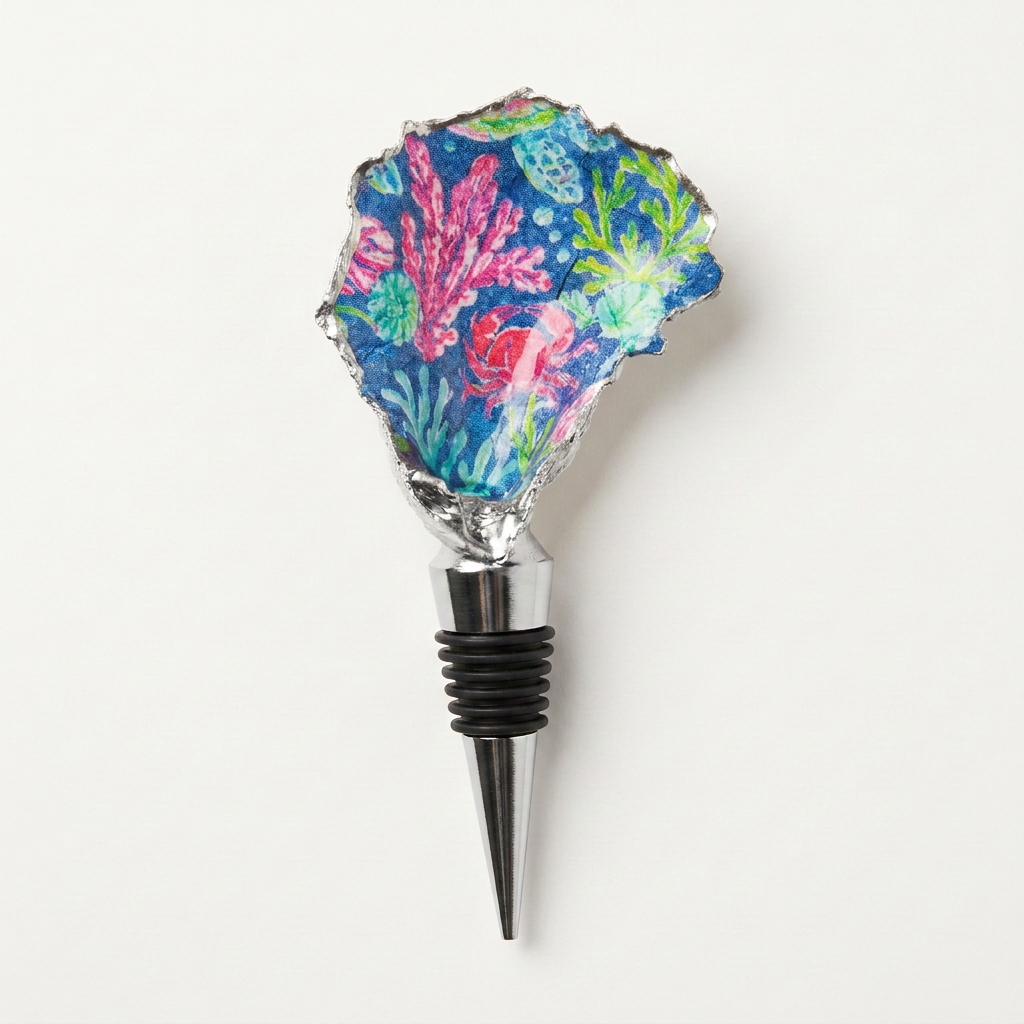 Lily Inspired Sea Oyster Shell Wine Stopper