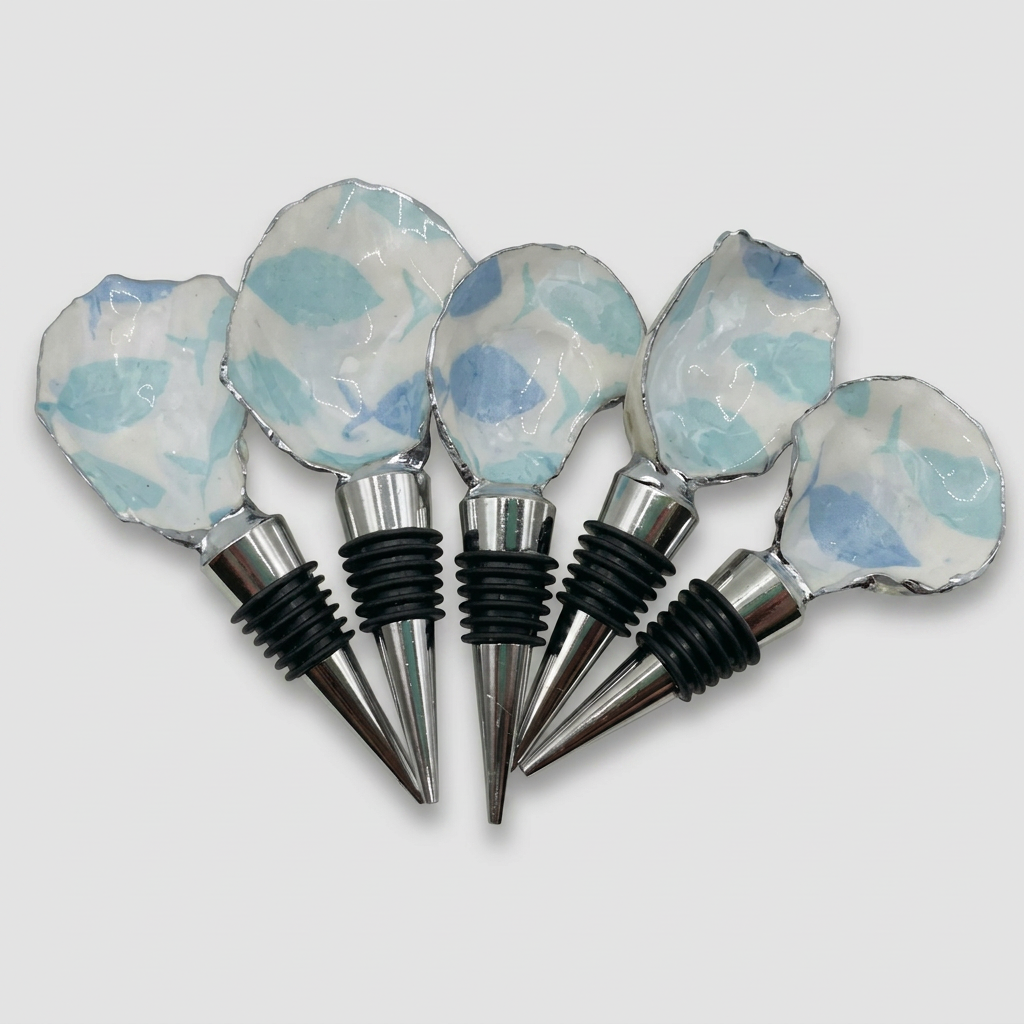 Blue Fish Oyster Shell Wine Stopper