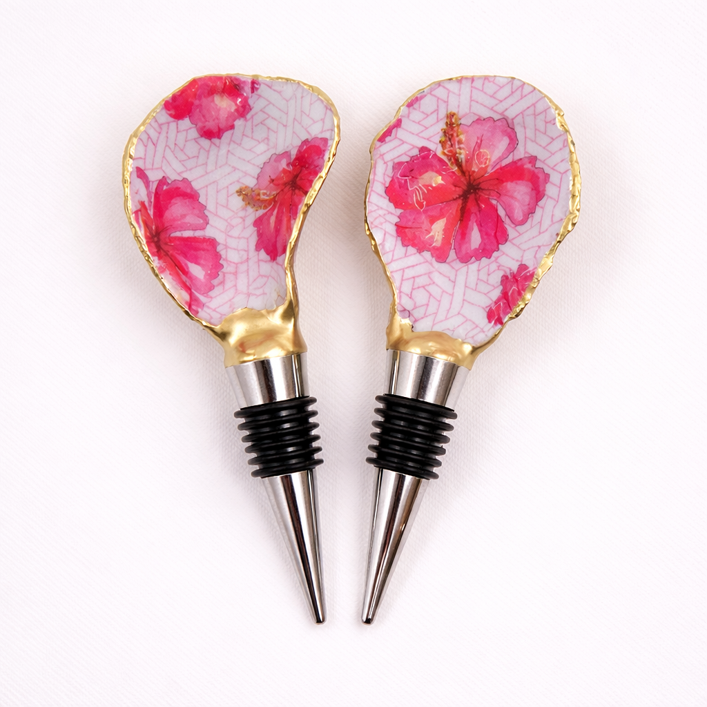 Hibiscus Oyster Shell Wine Stopper