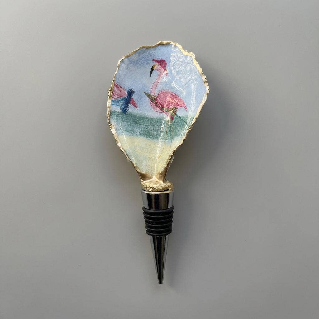 Flamingo Oyster Shell Wine Stopper