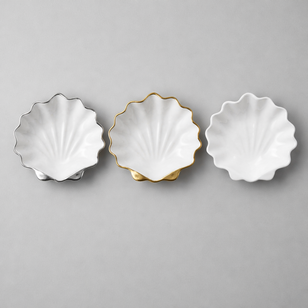 Food-safe resin scallop shell serving dish in coastal style