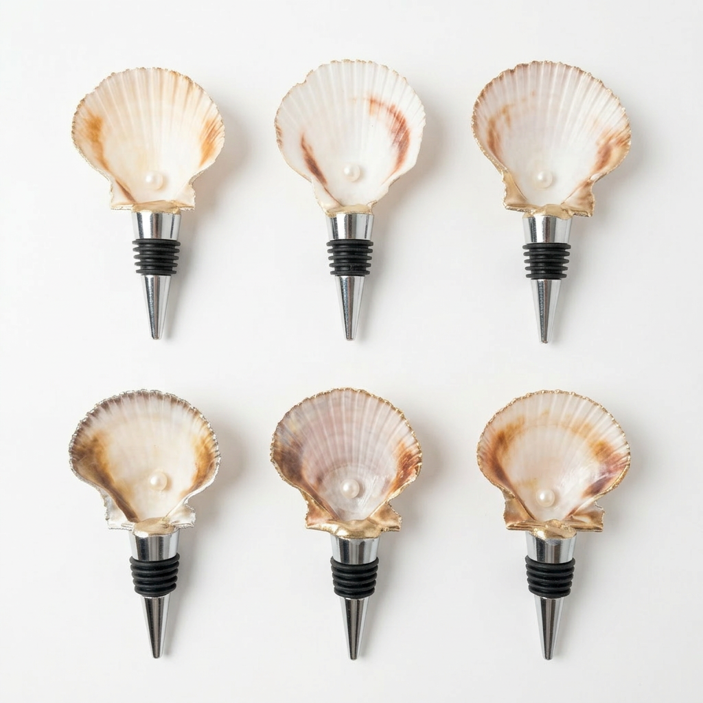 Calico Pearl Scallop Shell Wine Stopper