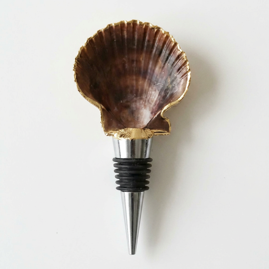 Calico Pearl Scallop Shell Wine Stopper