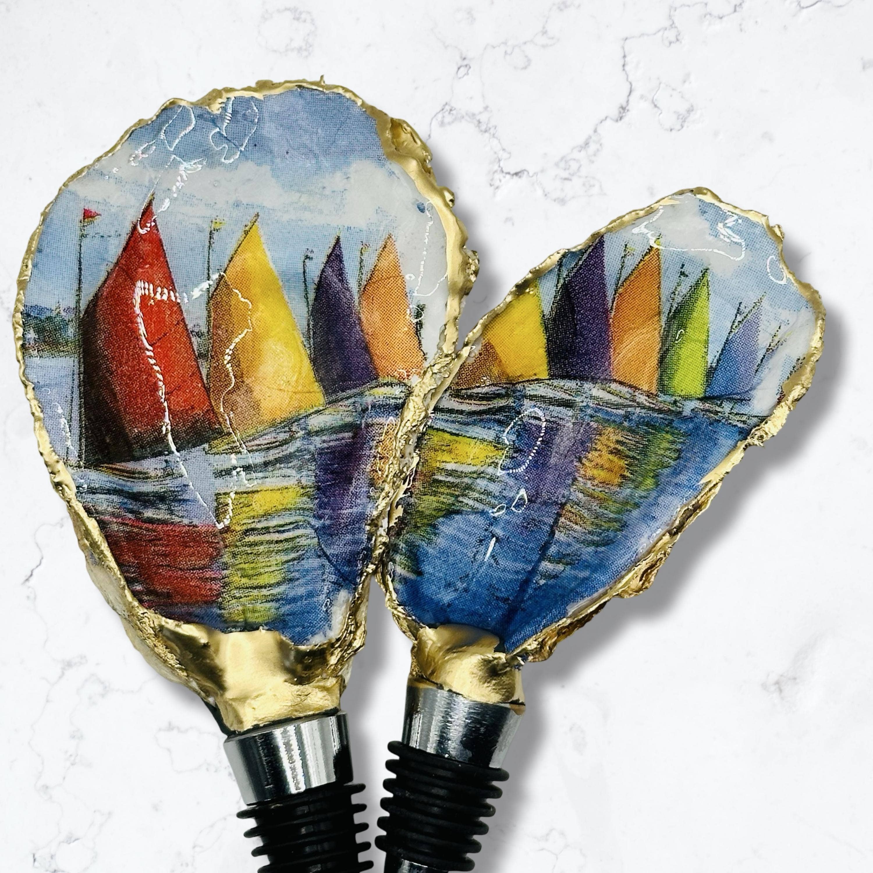 Sailaway Regatta Oyster Shell Wine Stopper