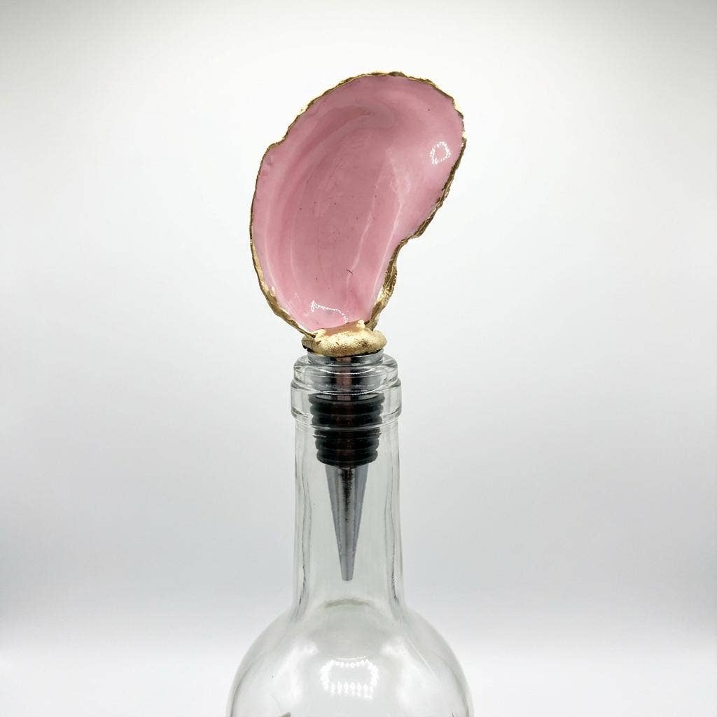 Rosy Coastal Oyster Shell Stopper Set