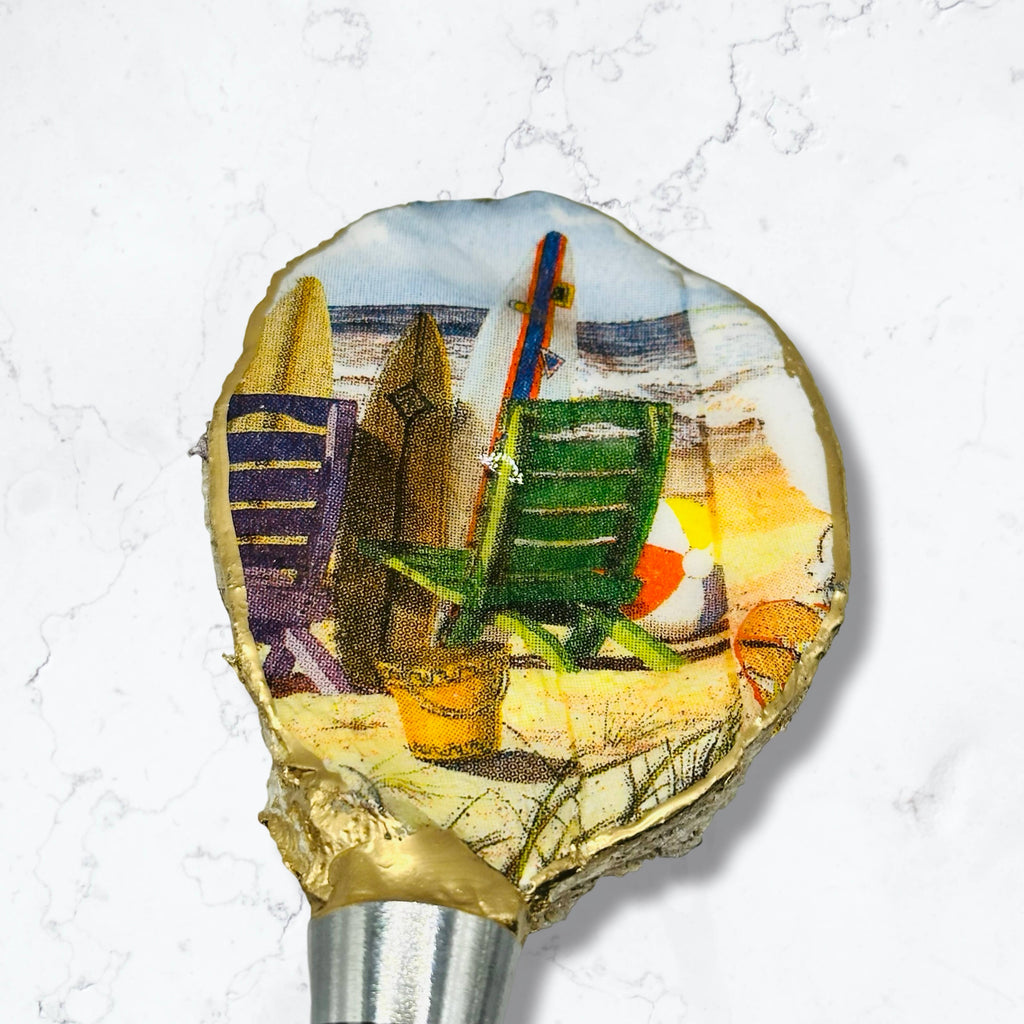 Beach Chair Oyster Shell Wine Stopper