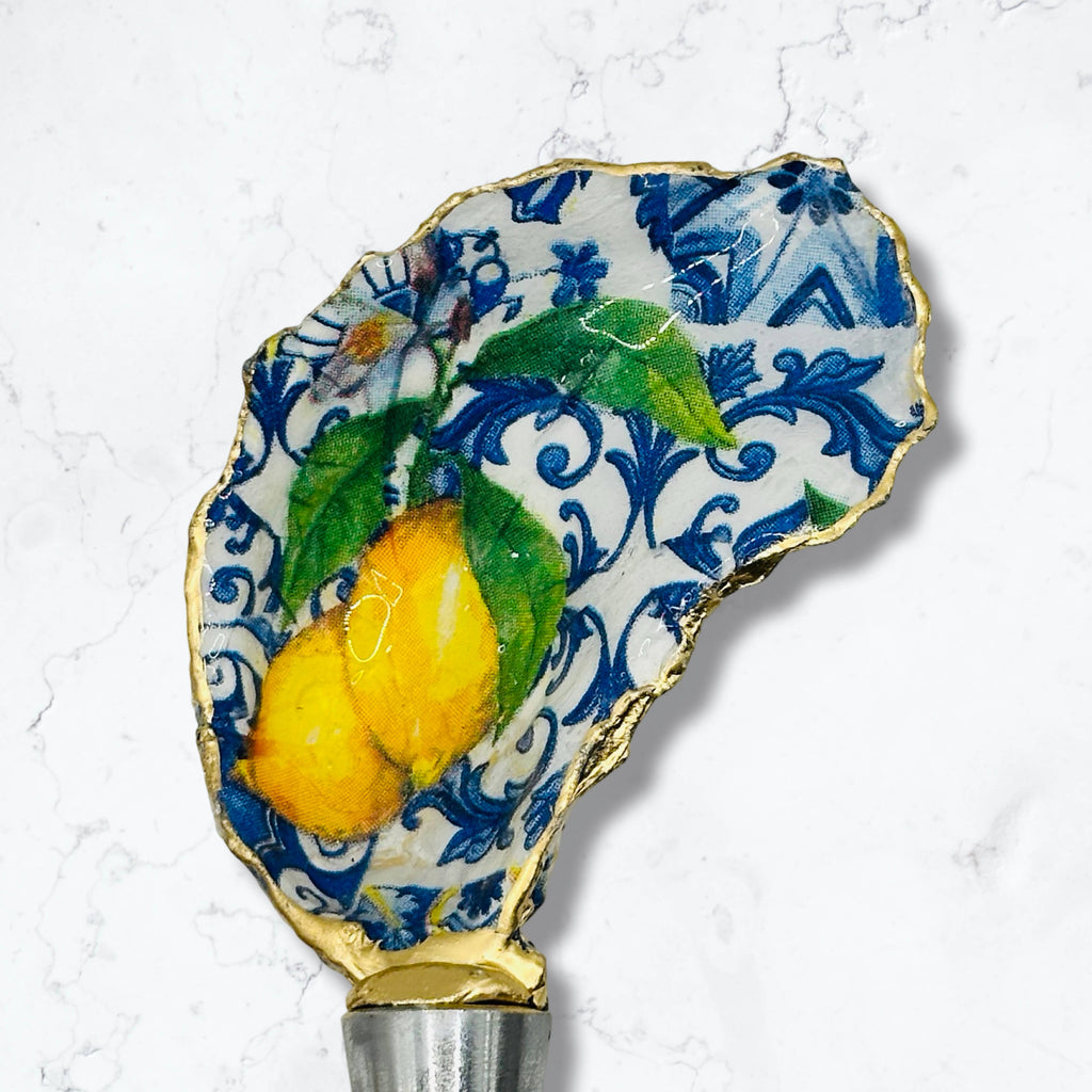 Lemon Tile Oyster Shell Wine Stopper