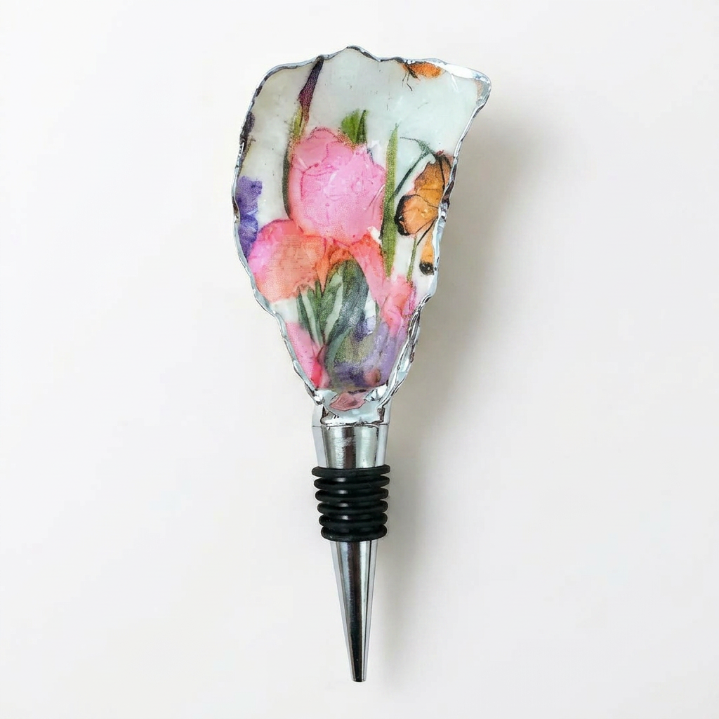 Butterfly Blossom Oyster Shell Wine Stopper