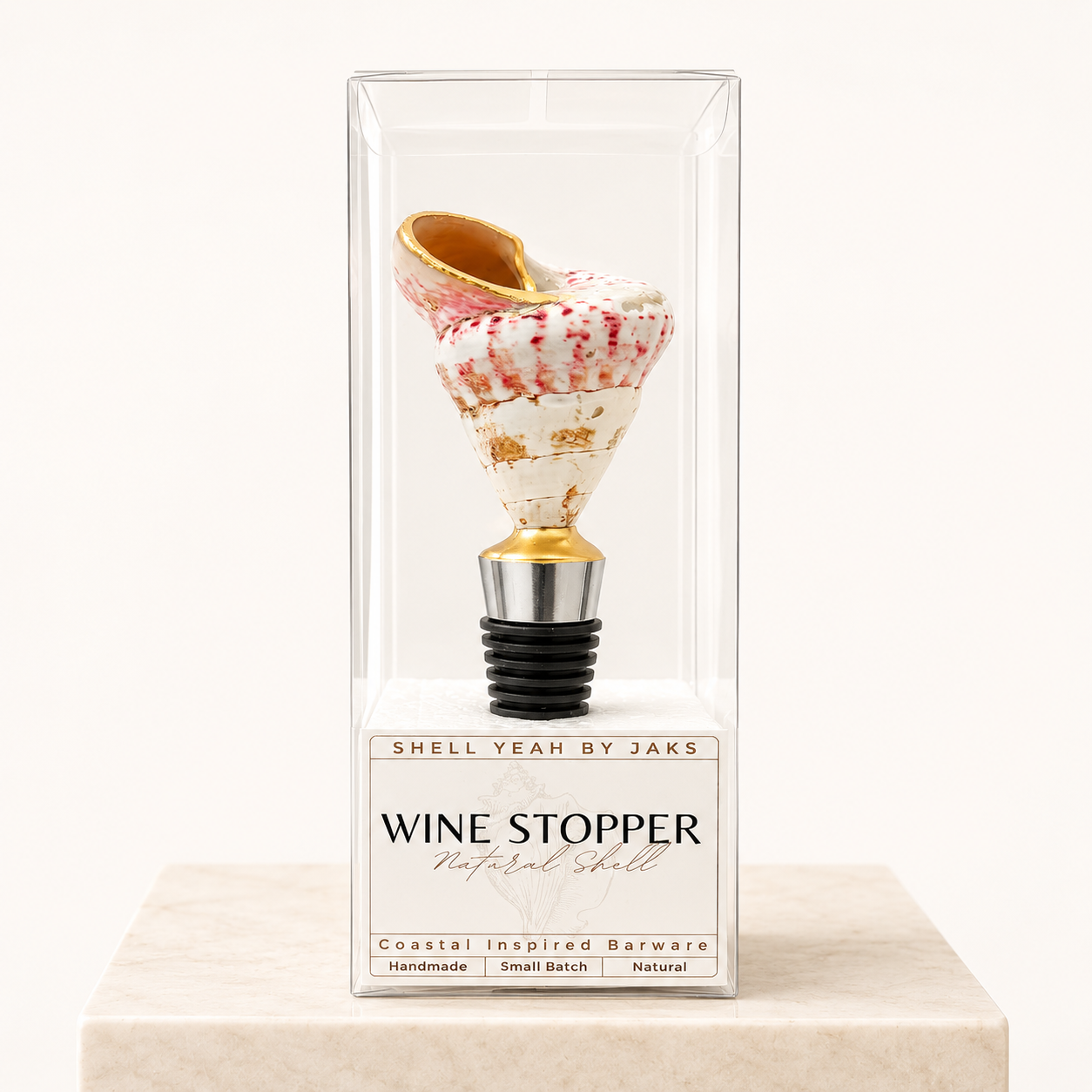 Strawberry top shell wine stopper with gold finish