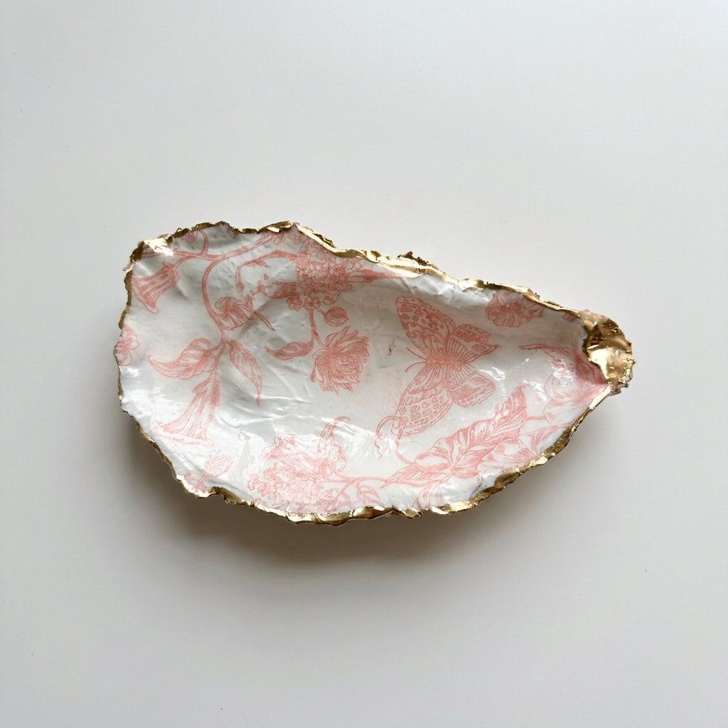Blush Butterfly Oyster Shell Jewelry Dish