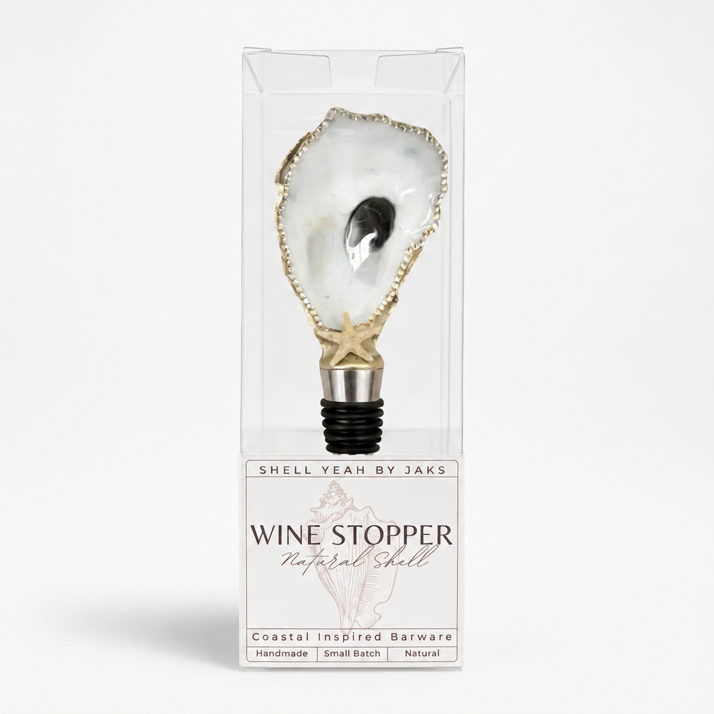 Starfish motif oyster shell wine stopper with gold finish