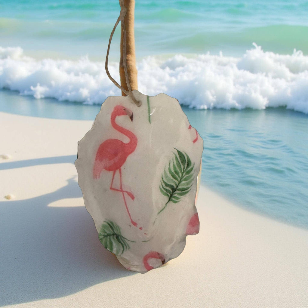 Flamingo & Palm Oyster Ornament