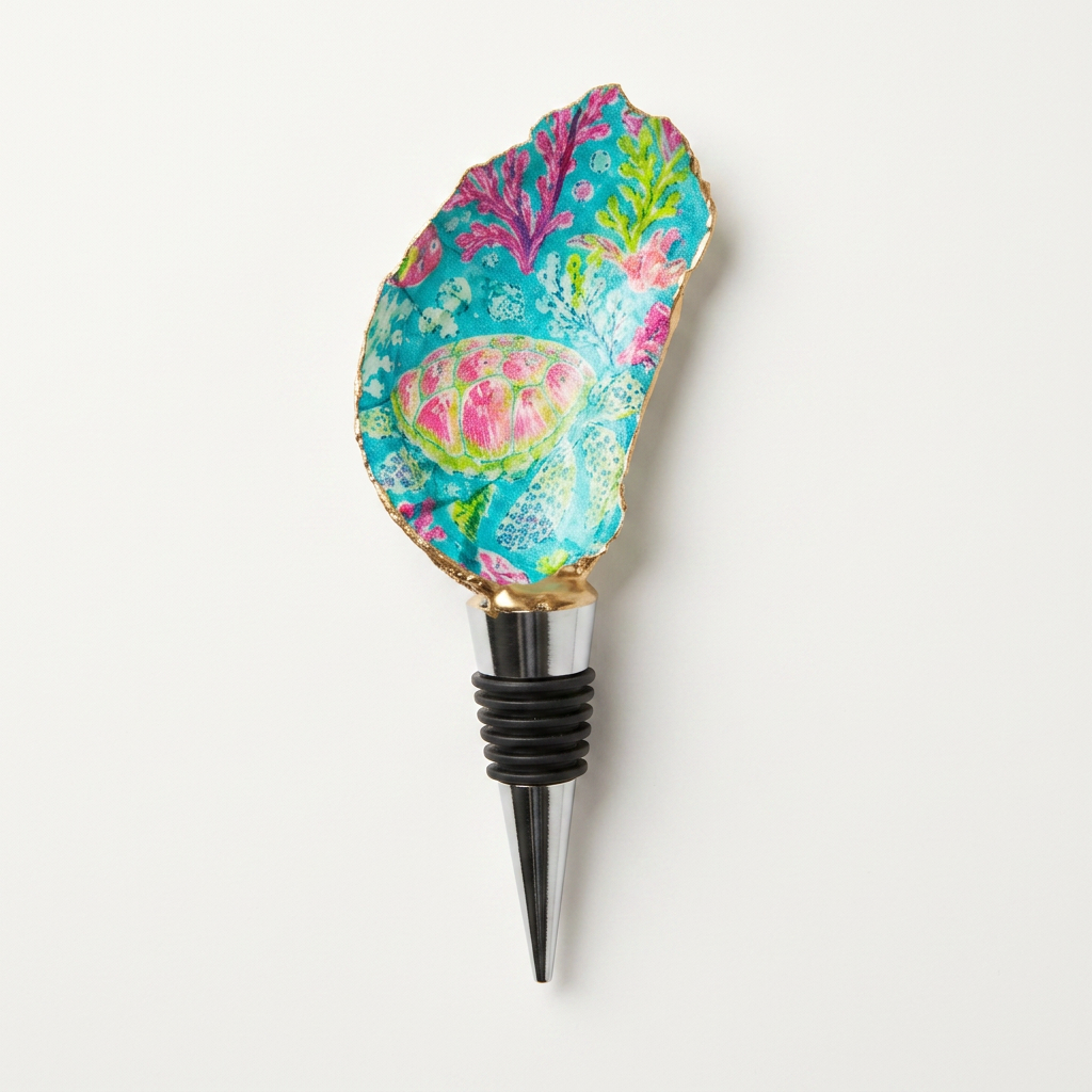 Sea Turtle Reef Oyster Shell Wine Stopper