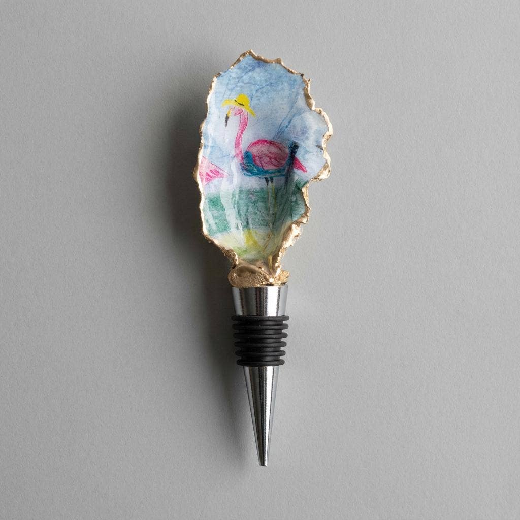 Flamingo Oyster Shell Wine Stopper