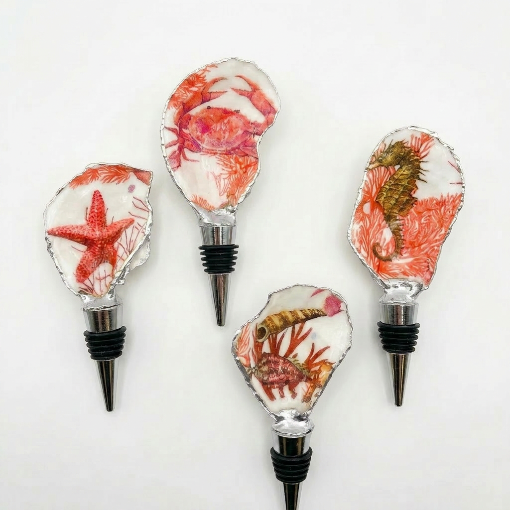 Coral Reef Oyster Shell Wine Stopper
