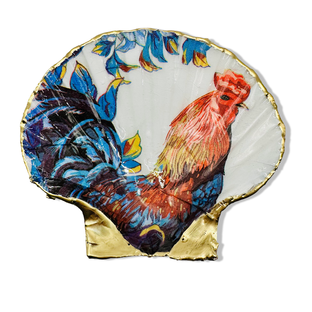 Rooster Garden Scallop Dish
