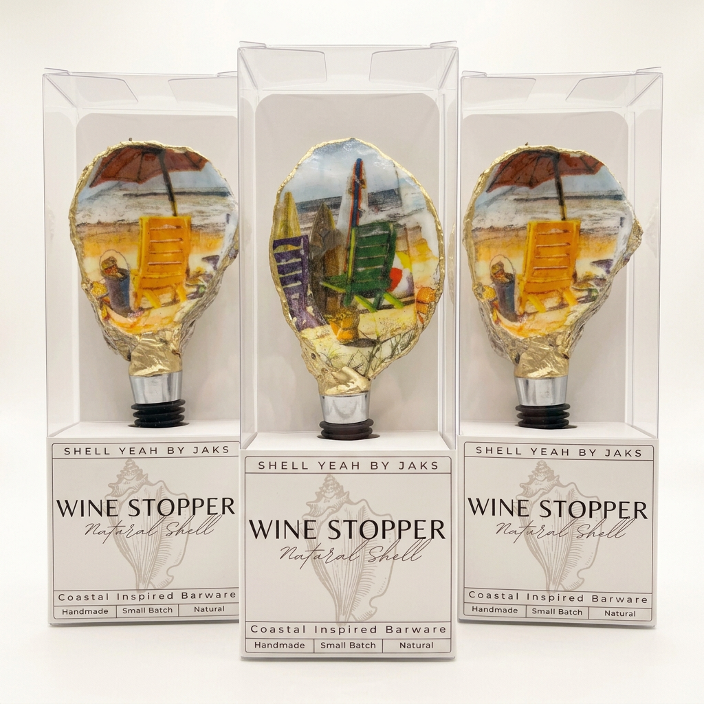 Beach Chair Oyster Shell Wine Stopper