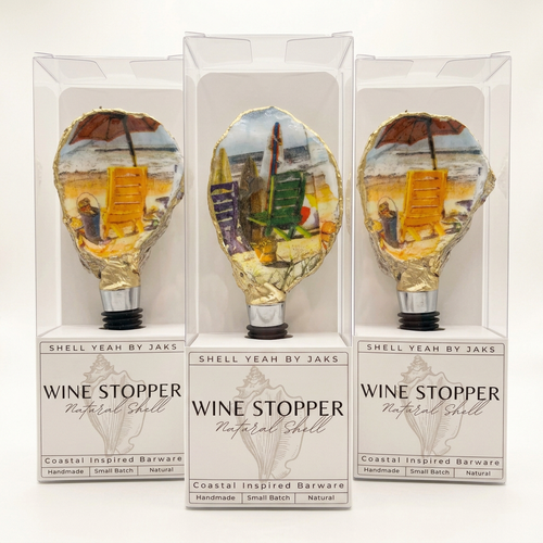 Beach Chair Oyster Shell Wine Stopper