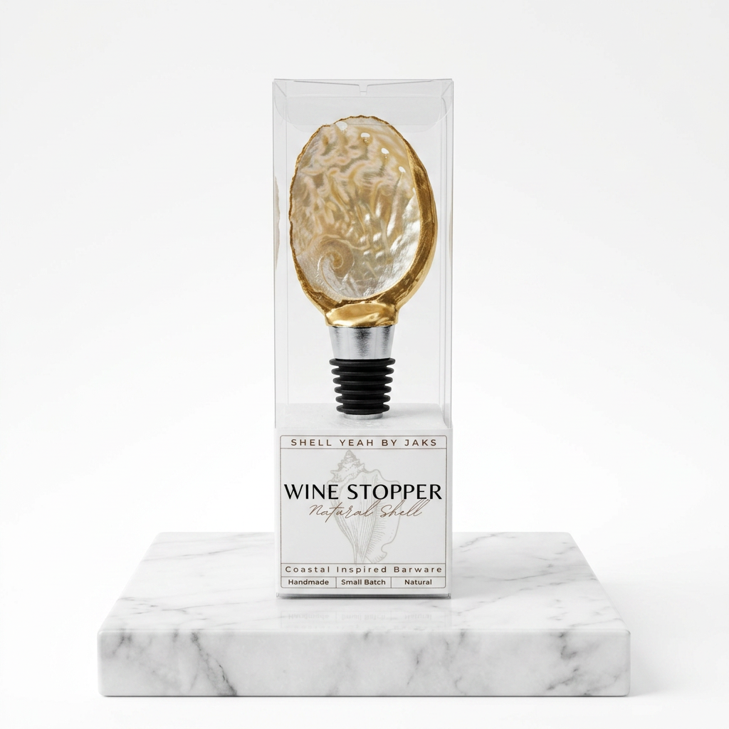 Premium abalone shell wine stopper with gold finish