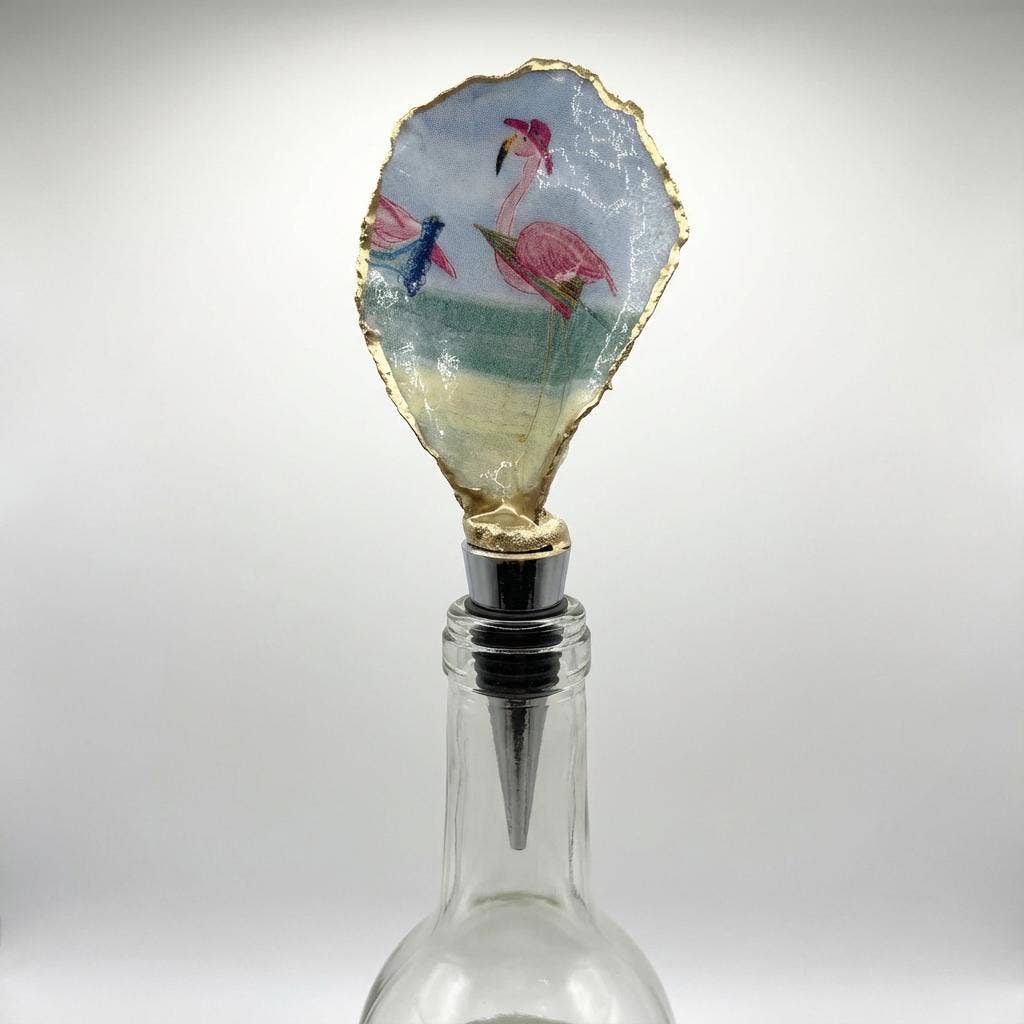 Flamingo Oyster Shell Wine Stopper