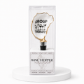 Oyster shell wine stopper with humorous wine-themed design