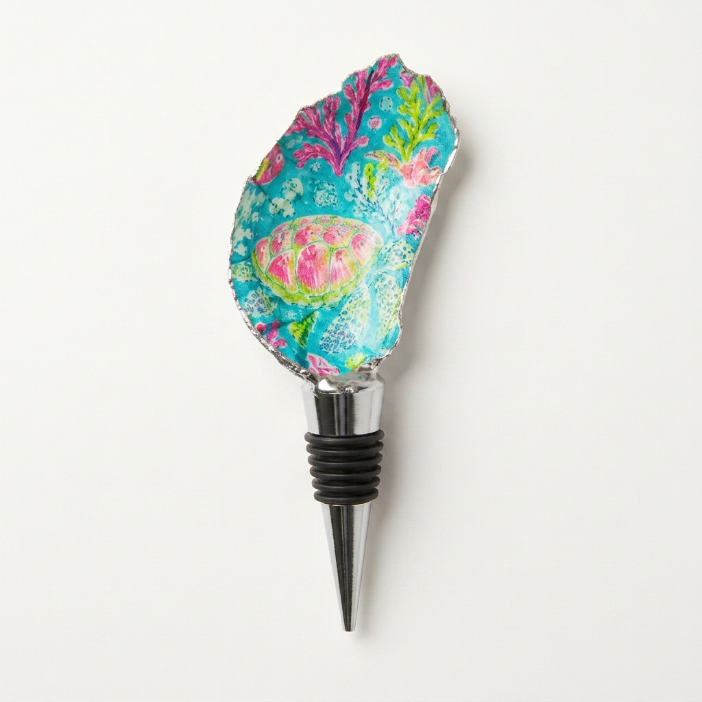 Sea Turtle Reef Oyster Shell Wine Stopper