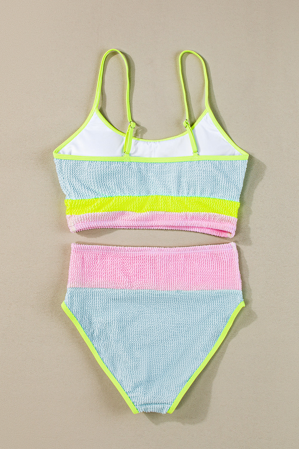 Bonbon Color Block High Waisted Sexy Bikini Set