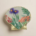 Wildflower meadow motif scallop shell dish with gold finish