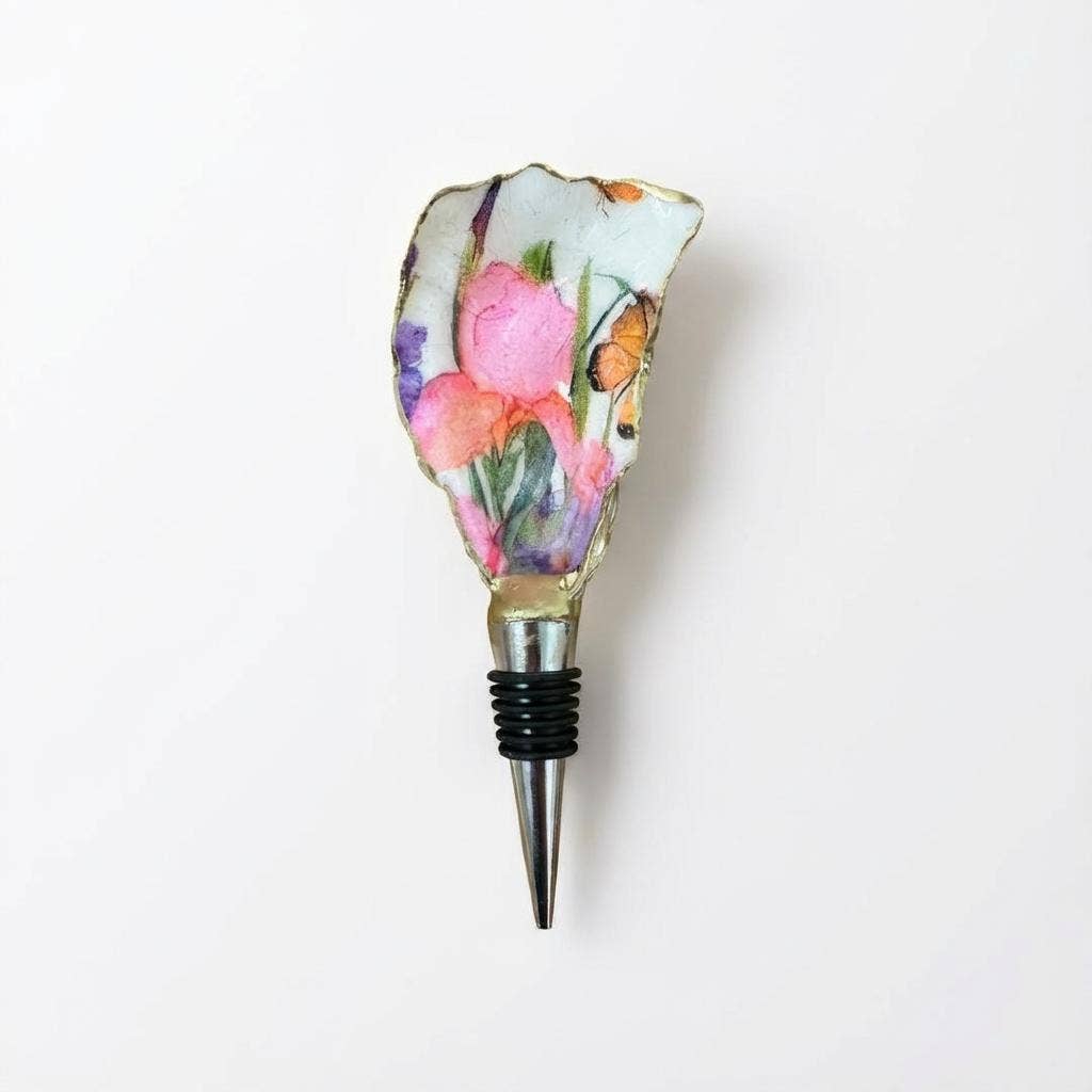 Butterfly Blossom Oyster Shell Wine Stopper