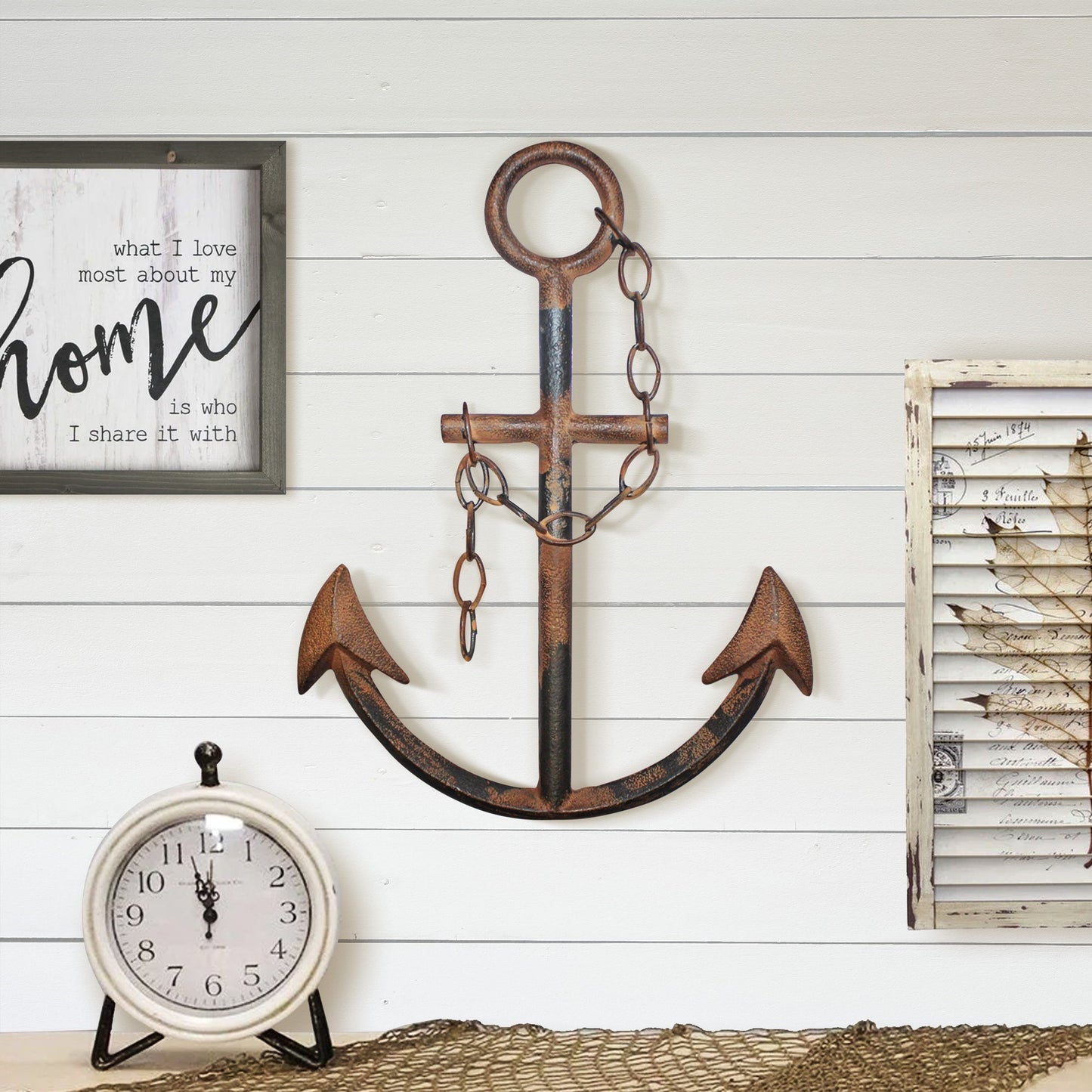 Rustic Navy Anchor Wall Decor, 16"