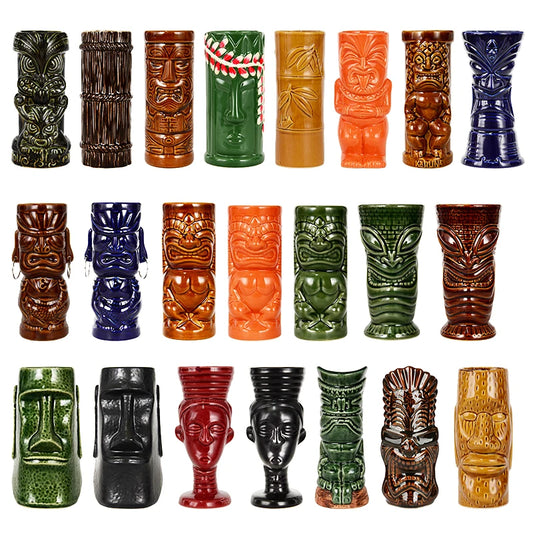 Hawaii Ceramic Tiki Mug Creative Porcelain Beer Wine Mug Cup Easter Islander Bar Tools