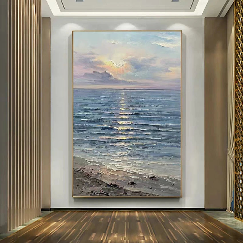 Handmade Seascape Art Picture Modern Living Room Decoration Oil Painting Textured Sea Scenery Art Pictures Wall Hangings Artwork