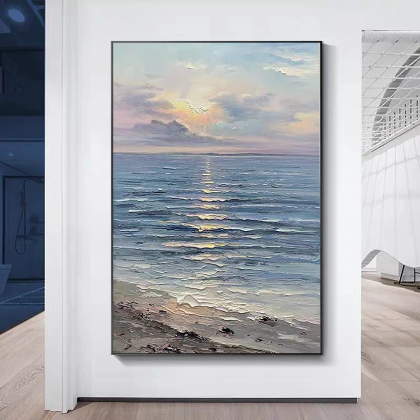 Handmade Seascape Art Picture Modern Living Room Decoration Oil Painting Textured Sea Scenery Art Pictures Wall Hangings Artwork