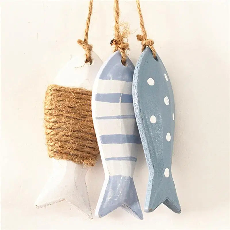 Fish String Wooden Fish Cast Nets For Fishing For Kindergarten Fish Skewers Solid Wood Carving Pendant Wooedn Fish Hanging