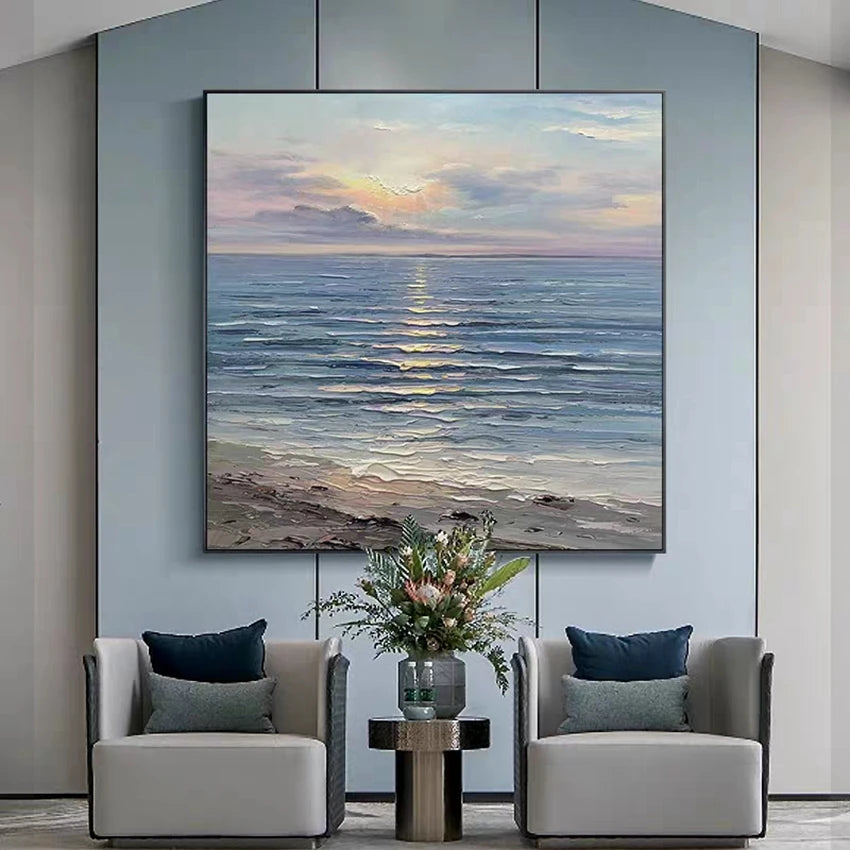 Handmade Seascape Art Picture Modern Living Room Decoration Oil Painting Textured Sea Scenery Art Pictures Wall Hangings Artwork