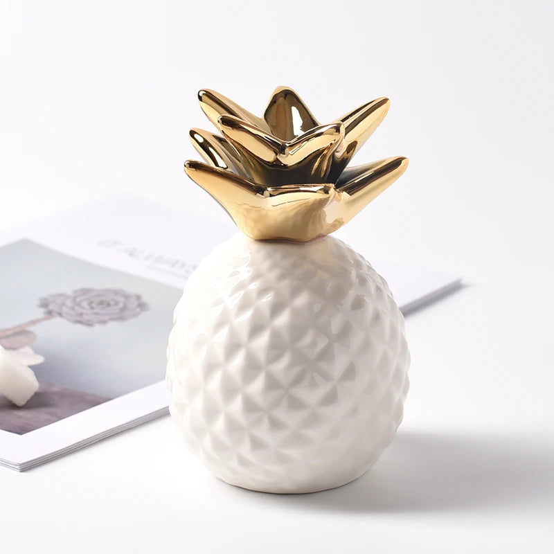 Nordic Small Pineapple Money Boxes Ceramic Golden Piggy Bank Saving Box Home Desktop Decoration