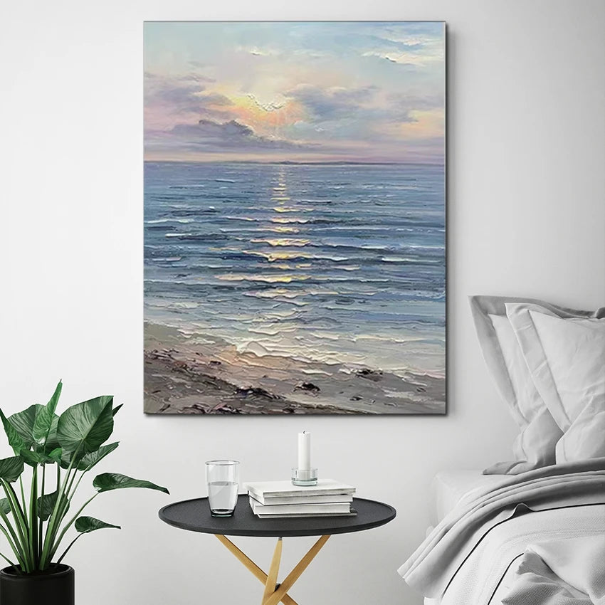 Handmade Seascape Art Picture Modern Living Room Decoration Oil Painting Textured Sea Scenery Art Pictures Wall Hangings Artwork