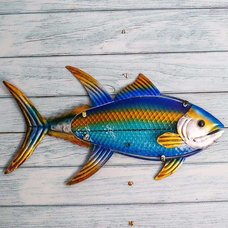 Metal Fish Wall Decor Fish Metal Wall Art Hanging Metal Outdoor Wall Art for Outdoor Ocean Beach Sea Pool Decor