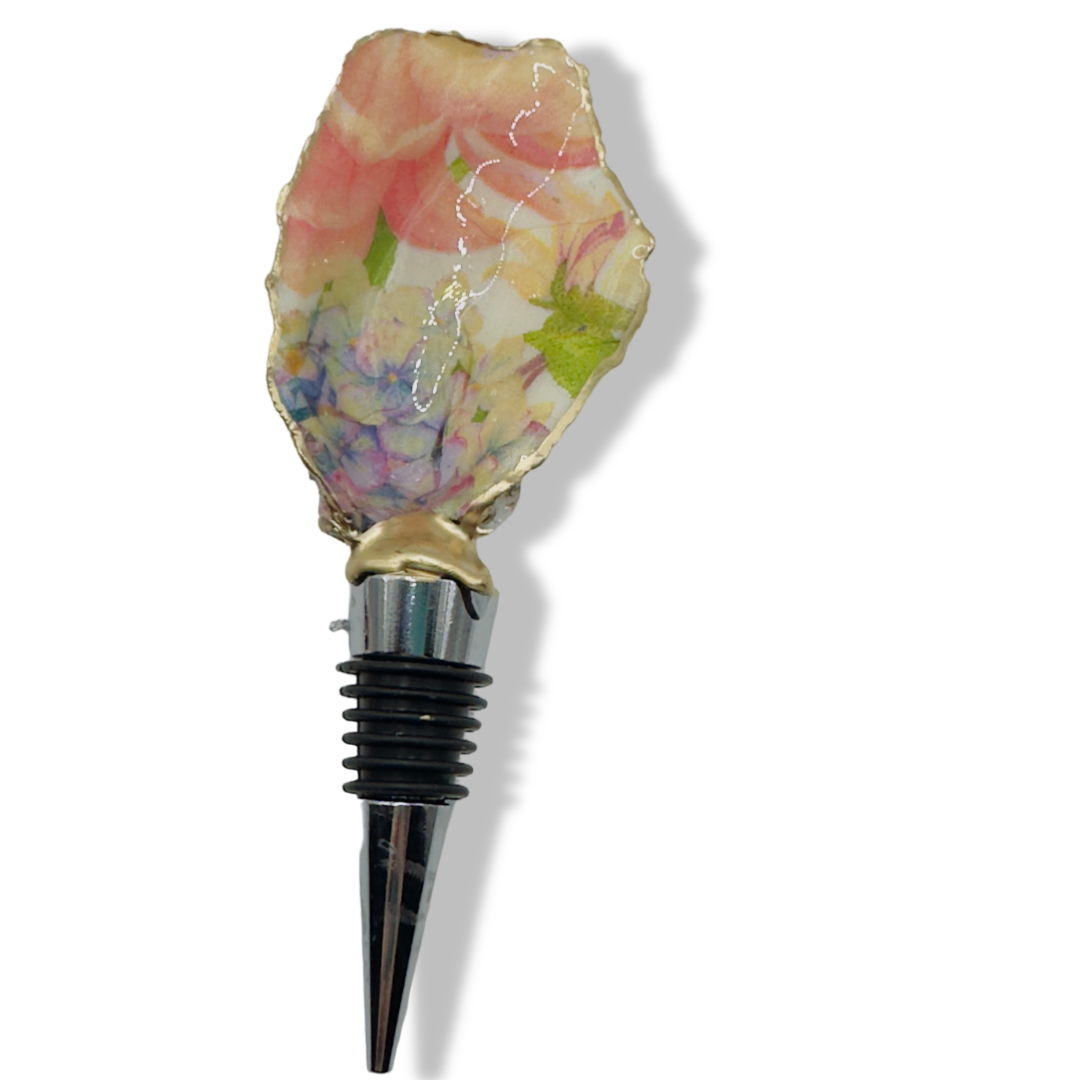 Floral Fancy Oyster Shell Wine Stopper