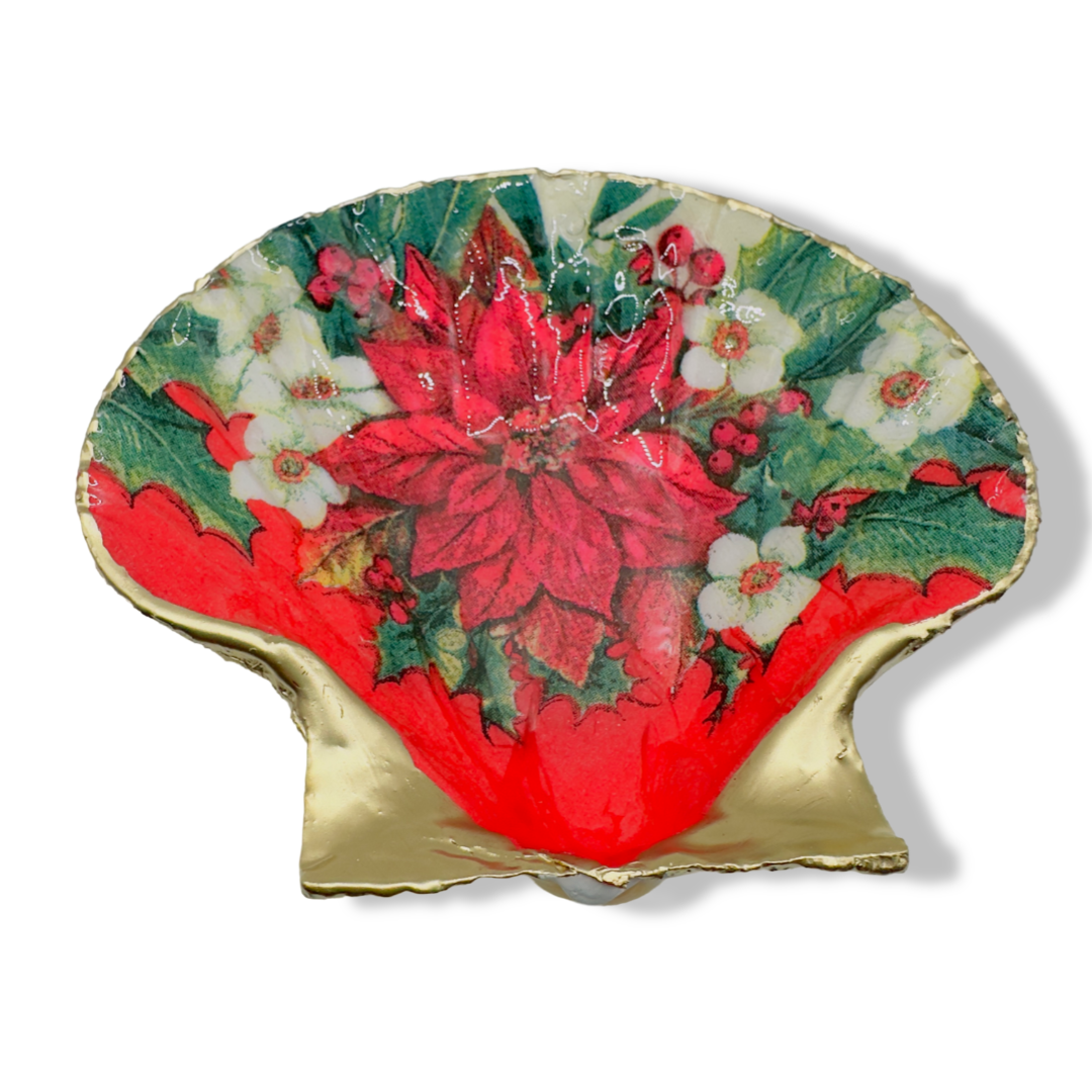 Poinsettia Charm Scallop Dish