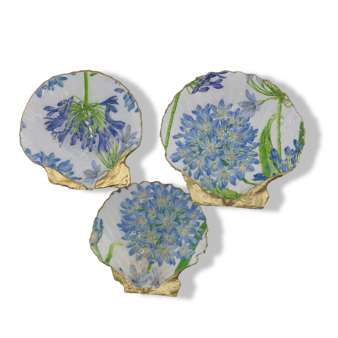 Blue Agapanthus Shell Soap Dish