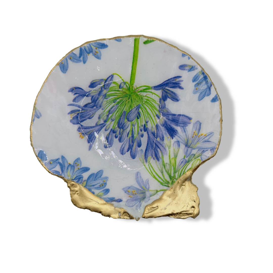 Blue Agapanthus Shell Soap Dish